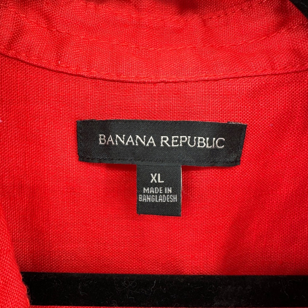 Banana Republic Orange Linen Utility Shorts Romper Short Sleeve Belted Safari XL - Picture 4 of 7